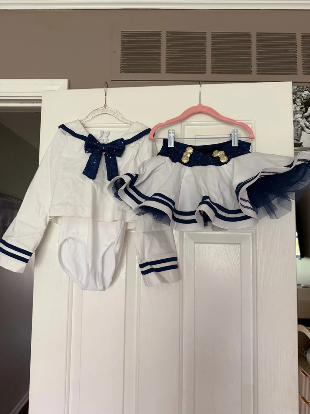Navy & White Sailor Kids Costume Dress with Bow